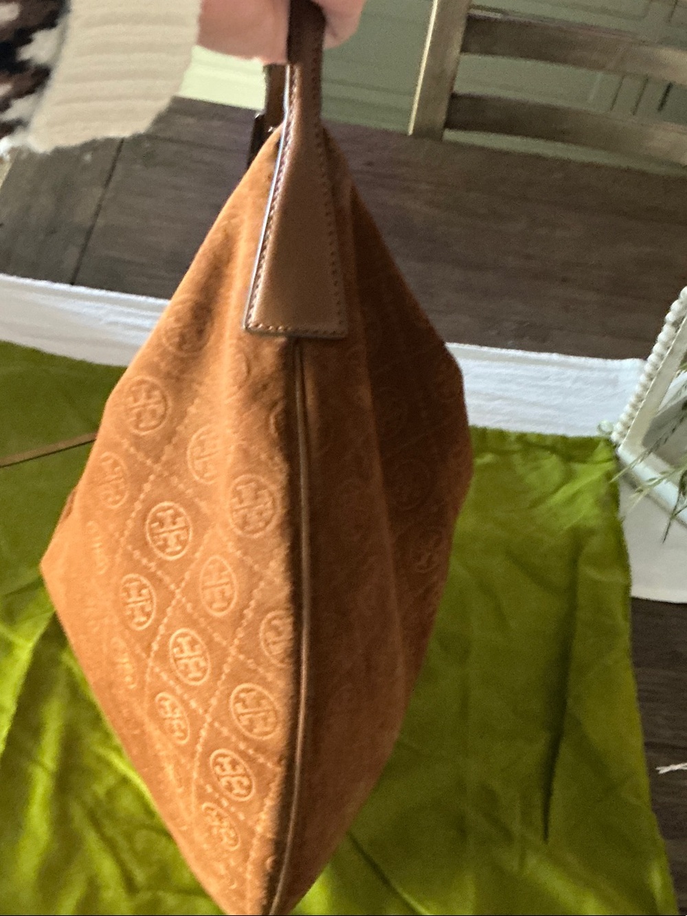 Tory Burch Chestnut Suede half moon Bag - Picture 5 of 10